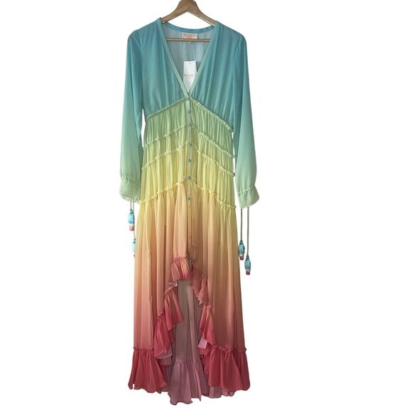 Rococo Sand Ciel Dress Rainbow‎ Gradient Stripe High Low  Size S NWT - Picture 2 of 12